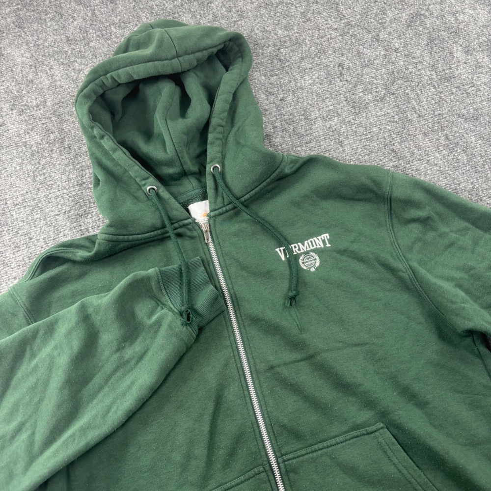 Lazy Sunday Zip Up Hoodie Large Green Vermont Graphic Sweatshirt Womens